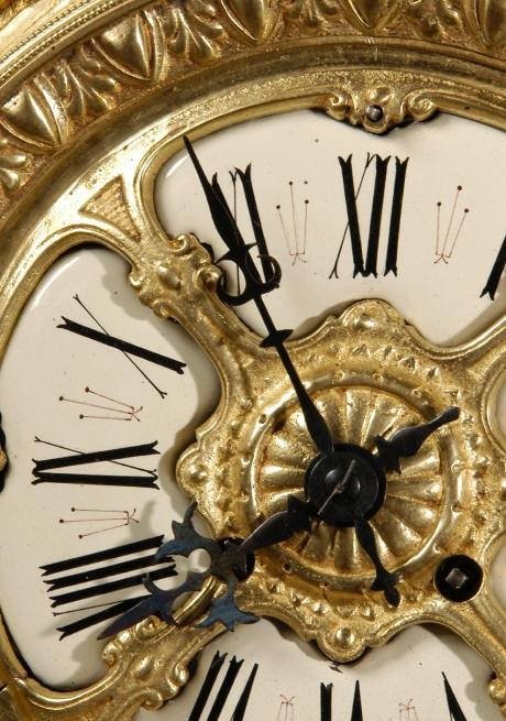 fig 4. Massive Gilt Brass Gothic Clock Set ~ Antique French - Circa 1880 ~